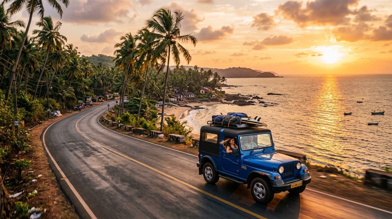 Goa Coastal Highway Sunset